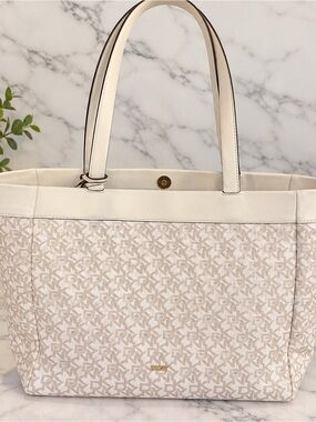 DKNY White Monogram Tote Bag | Large Shoulder Bag ***Free Gift with Purchase